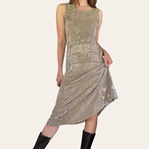 90s vintage boho satin olive green maxi dress Citron Santa Monica Medium